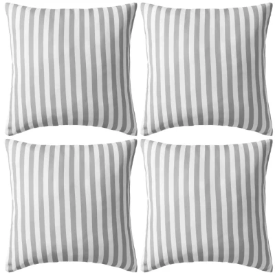 Afbeelding van Buitenkussens 45x45 cm gestreept grijs 4 st