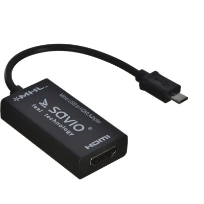 Afbeelding van Savio CL 32 kabeladapter/verloopstukje Micro USB 5 pin HDMI Zwart