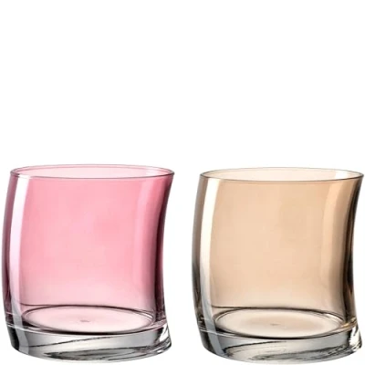 Afbeelding van Leonardo Swing 70701 Waterglas, set van 12, vaatwasserbestendige drinkglazen, sapglas in gebogen vorm, rood/beige, 250 ml