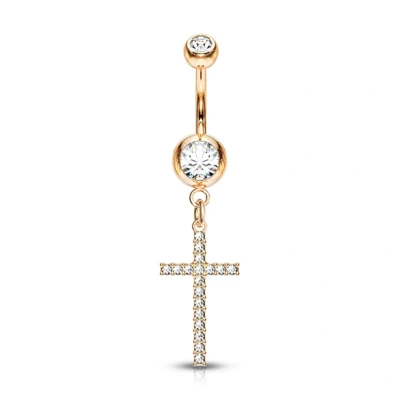 Afbeelding van Navelpiercing hanger kruis rose gold plated