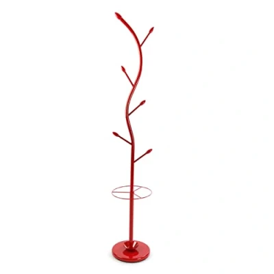 Afbeelding van Versa Derby Minimalistische stijl kapstok, met 6 kleding of tassenhaken hangers voor in de gang, Afmetingen (H x B H) 185 30 cm, Metaal, Kleur Red
