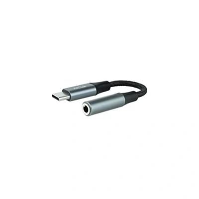 Afbeelding van NANOCABLE 10.24.1204 audio adapterkabel USB C/stekker naar 3,5 jack, 11 cm, zwart/grijs