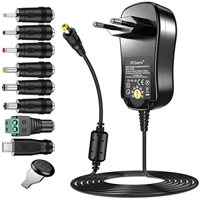Afbeelding van PChero 24W Universele Voeding Laderadapter met 8 DC Stekkers voor 3V 12V Apparaten Thuiselektronica 2000mA Max