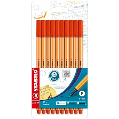 Afbeelding van Fineliner STABILO point 88 10 stuks rood