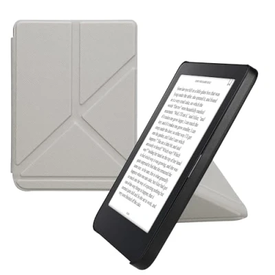 Afbeelding van kwmobile e reader hoesje compatibel Met Kobo Clara 2E hoes standaard Ereader cover van kunstleer In zilver