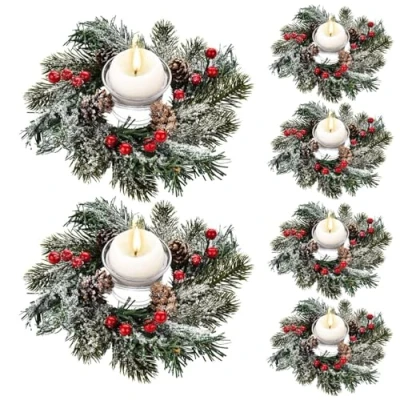 Afbeelding van KAHEIGN 8 delige kerstdennenappel kaarsenringslinger