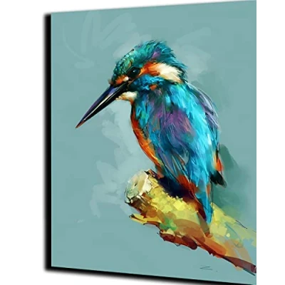 Afbeelding van Verf op nummer voor volwassenen DIY olieverfschilderij kits met borstels en acryl pigment canvas schilderij decor geschenken 16 x 20 inch ijsvogel ingelijst