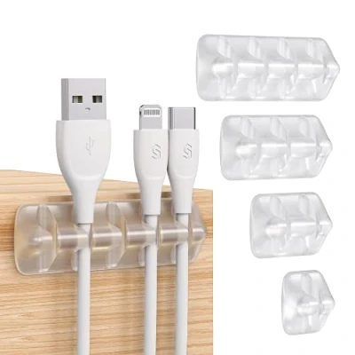 Afbeelding van Syncwire SW CC649 Kabelclips, kabelhouder, 5 stuks, multifunctionele kabelgeleiding, kabelorganizer, set voor bureau, netsnoer, USB oplaadkabel, audiokabel, oplaadkabels enz