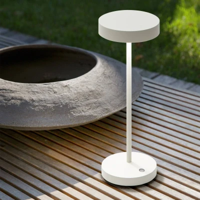 Afbeelding van Ideallux Ideal Lux LED oplaadbare buiten tafellamp Toffee wit, metaal 32 cm