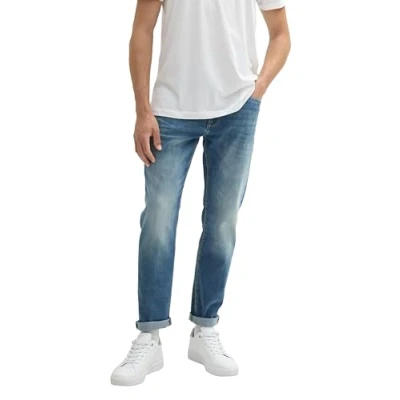 Afbeelding van TOM TAILOR Denim Heren Tapered Slim Fit Jeans, 10127 Tinted Blue Denim, 34W x 32L