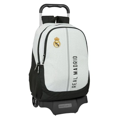 Afbeelding van Schoolrugzak met Wielen Real Madrid C.F. 24/25 Wit Grijs 32 x 44 16 cm