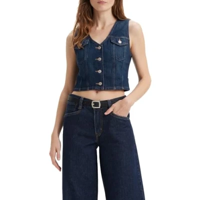Afbeelding van Levi&#039;s Bella Corset Bodywarmer, Dames, Maat: Small, Dark side scrape