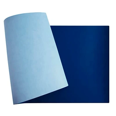 Afbeelding van Exacompta Ref. 29146E 1 Zachte bureauonderlegger Home Office in tweekleurig polyurethaan kunstleer zacht en bestendig, muismat 40x80 cm kleur marine/hemelsblauw opgerold geleverd.