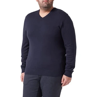 Afbeelding van Hackett London Heren katoen kasjmier V trui trui, marineblauw, M