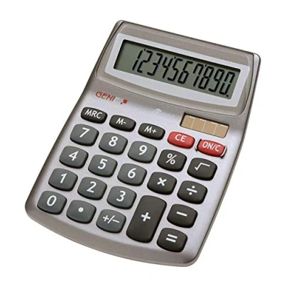 Afbeelding van GENIE 540 10 cijferige design rekenmachine (dual power (zonne energie en batterij); compact, grijs