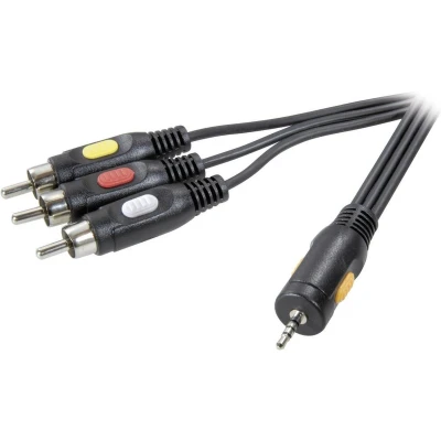 Afbeelding van SpeaKa Professional Jackplug / Composite Cinch AV Aansluitkabel [1x male 2,5 mm 3x stekker] 2.50 m Zwa