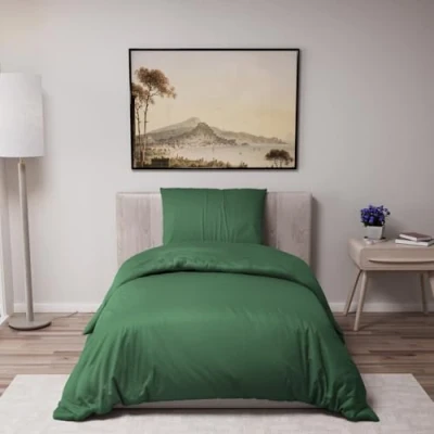 Afbeelding van Dreamzie Dekbedovertrek 135x200 cm met 1 kussensloop 80x80 Groen Bedset van 100 procent microvezel Gecertificeerd vrij chemicaliën (Oeko TEX)