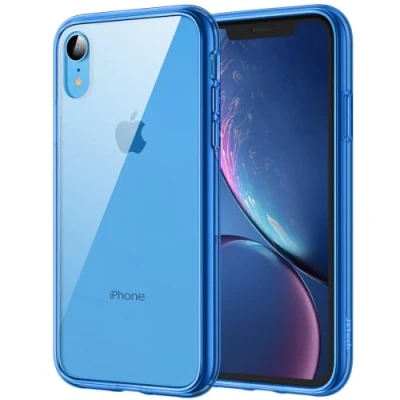 Afbeelding van JETech Hoesje voor iPhone XR 6,1 Inch, Schokabsorptie Transparant Bumper Case, Anti Krasvrije Doorzichtig Achterkant (Blauw)