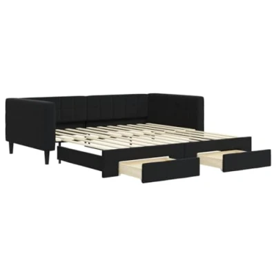 Afbeelding van vidaXL Slaapbank met onderschuifbed en lades 100x200 cm fluweel zwart