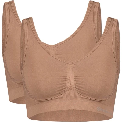 Afbeelding van Bamboo Basics niet voorgevormde naadloze bh top Nova met bamboe (set van 2) beige