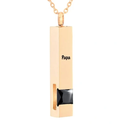 Afbeelding van Luxe Ashanger Met Ketting En Gravering Papa Assieraad Rosegoudkleurig Zwarte Steen As Gedenksieraad Urn Incl. vuller
