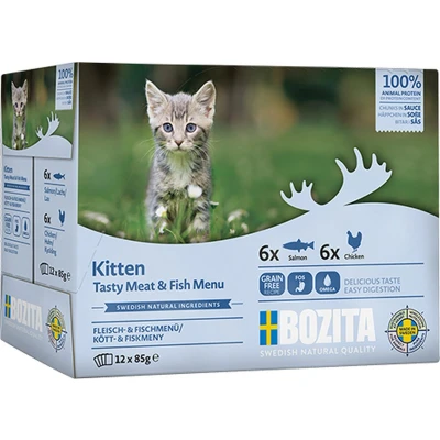 Afbeelding van 12x85g Kitten Vlees &amp; Vismenu Hapjes In Saus Bozita Kattenvoer
