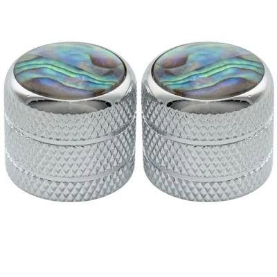 Afbeelding van Musiclily Pro Fine 24 Tandjes Staal Gitaarknop Dome Knobs Push on voor USA Elektrische Gitaar en Basgitaar 18x16.5mm, Chroom(2 stuks)