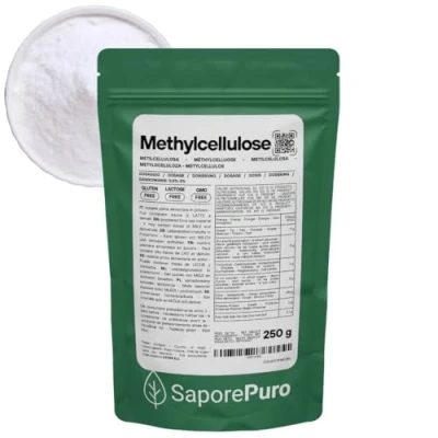 Afbeelding van SaporePuro Methylcellulose Poeder 250 g Natuurlijk Glutenvrij Verdikkingsmiddel voor Voeding, Cosmetica en Industrie