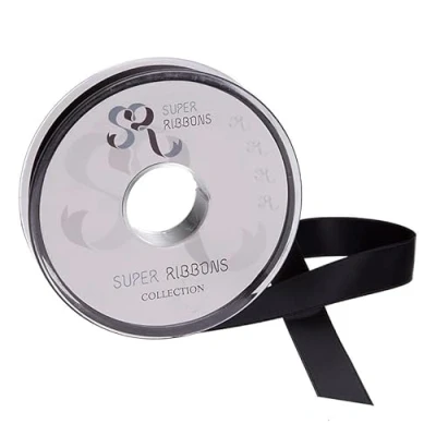 Afbeelding van SR SUPER RIBBONS®™ Volledige rol 15 mm dubbelzijdig satijnen lint, 20 meter op zwart