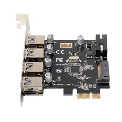 Afbeelding van cablecc U3 038 4 Poorten PCI E naar USB 3.0 HUB Express Uitbreidingskaart Adapter 5Gbps voor Moederbord