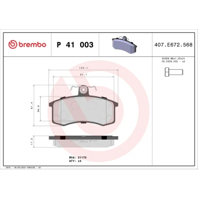 Afbeelding van Brembo Remblokset P 41 003