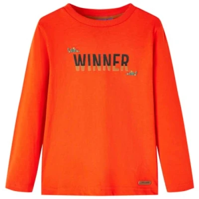 Afbeelding van Kindershirt met lange mouwen winner print 116 felroranje