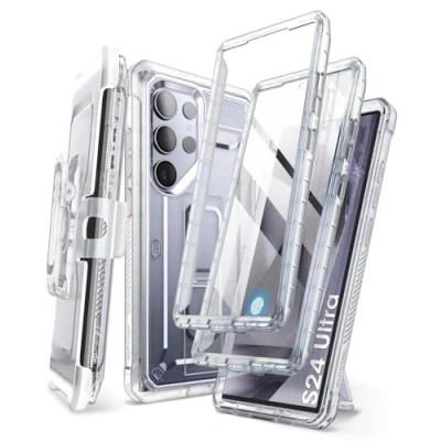 Afbeelding van SUPCASE Unicorn Beetle Pro Hoesje Geschikt voor de Samsung Galaxy S24 Ultra Stofdichte Case Met Ingebouwde Screenprotector Full Protect valbescherming Holster en Kickstand Transparant