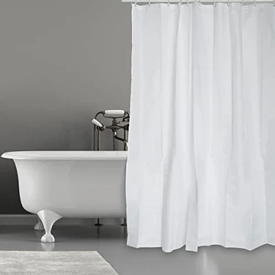 Afbeelding van MSV Douchegordijn met ringen wit gerecycled polyester 180 x 200 cm wasbaarA A  Douchegordijnen