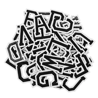 Afbeelding van 72 stuks opstrijkbare letters en cijfers, zwarte letterpatches alfabet geborduurde patch A Z, nummers 0 9 applicatie voor kleding, jurk, hoed, sokken, jeans, doe het zelf accessoires