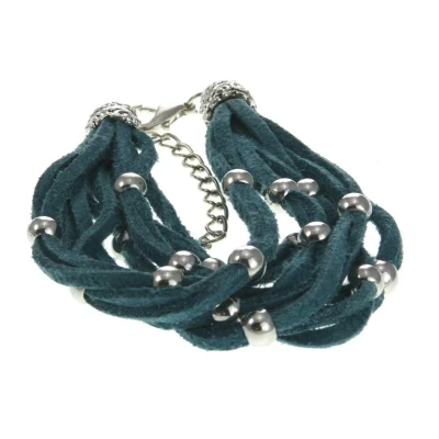 Afbeelding van Behave Jeansblauwe armband met zilverkleurige kraaltjes