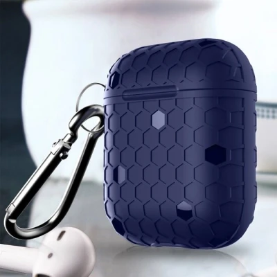 Afbeelding van AirPods 1/2 hoesje Hexagon TPU soft serie blauw bescherming voor uw Optimale jouw