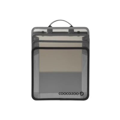 Afbeelding van coocazoo Opvouwbare nietbox, met draaggreep, ruimtebesparend uittrekbare zijkanten, mappen voor schoolrugzakken, vanaf de 3e klas, zwart