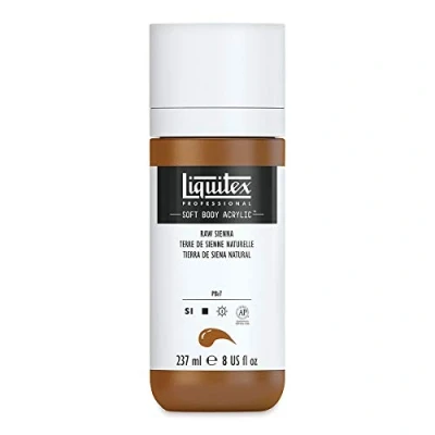 Afbeelding van Liquitex 1923330 Soft Body acrylverf, hoog gepigmenteerd, lichtecht en verouderingsbestendig 237ml fles, Raw Sienna