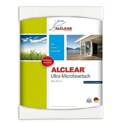 Afbeelding van Alclear 950002 Microvezel glasdoek, microvezeldoek voor autoruiten, huishouding en ramen, poetsen zonder droogdoek, 60 x 45 cm, wit
