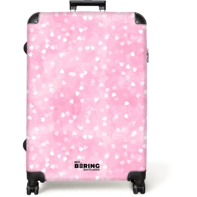 Afbeelding van NoBoringSuitcases.com® Koffer groot Reiskoffer lichtgewicht Harten Roze Patroon Rolkoffer met 4 wielen Grote trolley XL 98 liter bagage