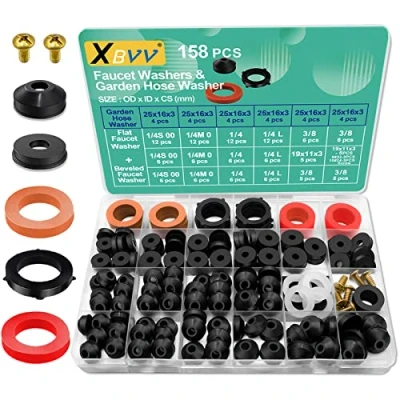 Afbeelding van XBVV 158 stuks rubberen sluitringen en tuinslang afdichting assortiment kit voor verschillende buitenkranen stem worn tuin douche slang reparatie