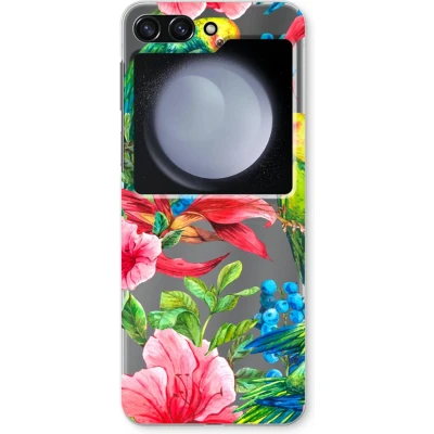 Afbeelding van Case Company® hoesje geschikt voor Samsung Galaxy Z Flip5 Papegaaien Soft Cover Telefoonhoesje Bescherming aan alle Kanten en Schermrand
