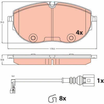 Afbeelding van TRW GDB2486 Remblokkenset Incl. slijtage waarschuwingscontact Met toebehoren VOLKSWAGEN: Transporter 6, 6 Bus, Multivan