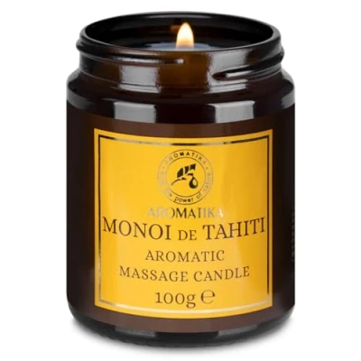 Afbeelding van Massage Kaars Monoï de Tahiti 100g Ontspanning met Sojaolie en Kokosolie Olie Lichaamsolie Lichaamsverzorging Cosmetica Geurkaars in een Potje