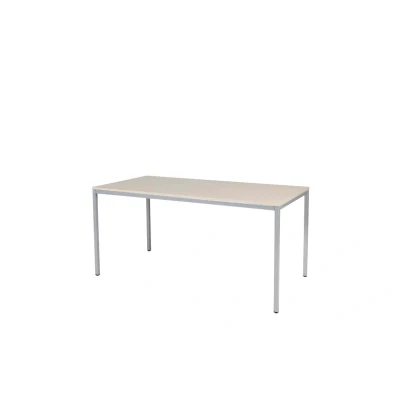Afbeelding van Domino Basic bureautafel, vaste hoogte met 160x80cm robson eiken 25mm blad en aluminium (RAL9006) 4 poot frame