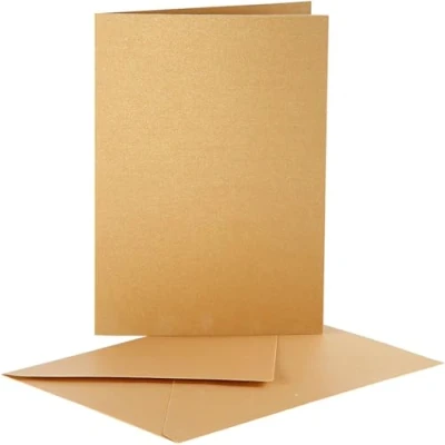 Afbeelding van Creativ Bedrijf 23823 10 delige Parelmoer Kaarten en Enveloppen, Goud, 5x15cm