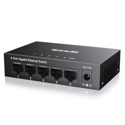 Afbeelding van Tenda TEG1005D 5 poorts gigabit desktopswitch in metalen behuizing (5x 1000 Mbit/s poorten, full duplex, plug &amp; play, layer 2, 6 kV overspanningsbeveiliging, autonegatiaton, zonder ventilator)