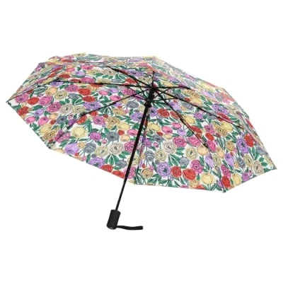 Afbeelding van ECO CHIC Automatische paraplu Winddicht Sterke Compacte Opvouwbare Reisparaplu, Pioenen Beige