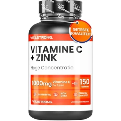 Afbeelding van vitamine C 1000 mg en zink dragen bij aan de normale functie van het immuunsysteem 1 tablet per dag hoge dosering Pure 150 tabletten premium kwaliteit
